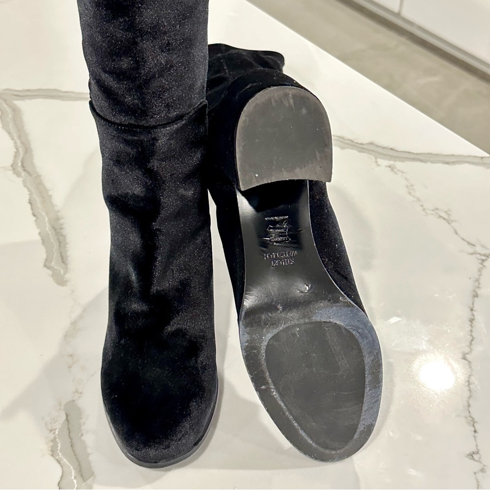 Stuart Weitzman Black Over-the-Knee Block Heel Boots - Picture 9 of 9